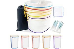 GENERIC 5-Pack 5 Gallon Reusable Mesh Filter Bags 5 Color Nylon Filter Bags 25 to 220 Micron Suitable for Hydroponics Gardening and Industrial Applications