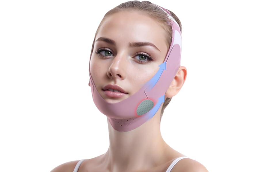 ROWMATE Graphene V-Line Mask Chin Up Mask V Shaped Face Mask Chin strap for sleeping,Jawline Shaper,Lilac,Small