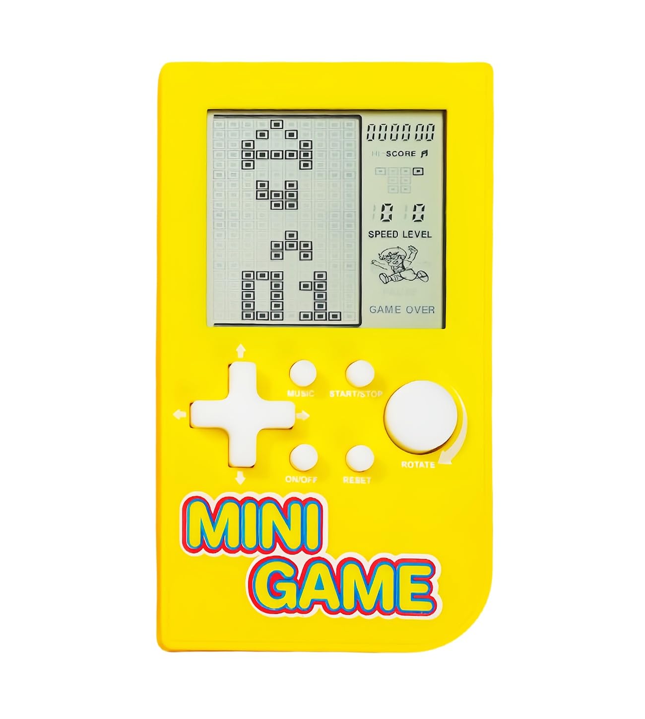 CZT Mini Puzzle Block Game Console Built-in 26 Retro Brick Games Travel/Indoor/Outdoor Leisure Handheld Game Console Portable Electronic Games Children/Students/Teens Toys (Yellow)