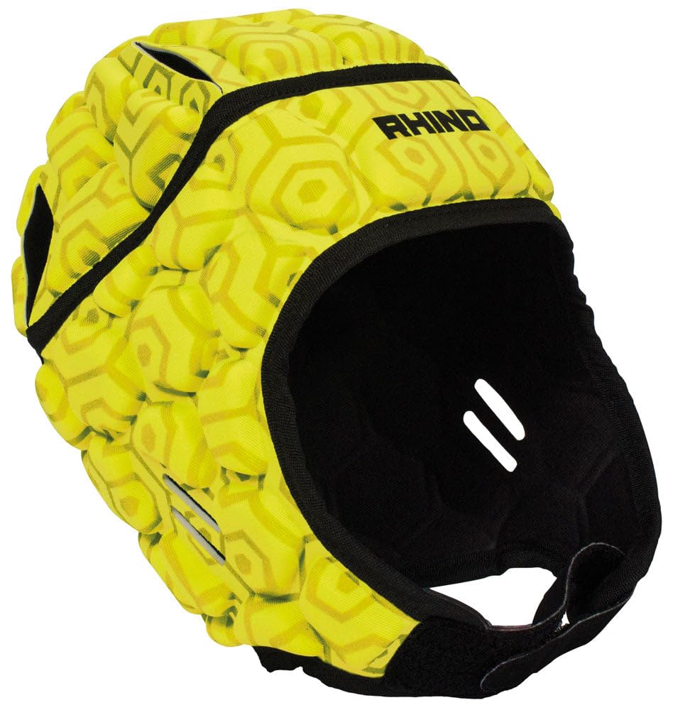 Rhino Pro Rugby Headguard, Fluo Yellow, Large Youth