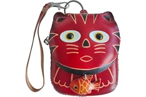 Yzikema 1 Pcs Leather Zipper Coin Purse Cat Shaped Wallet, Wrist Bag,Hand Bag,Coin Organizer, Change Holder,Card Case, Mini Leather Zipper Storage Bag for Women