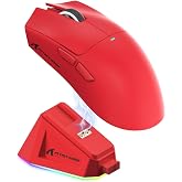 ATTACK SHARK X11 59g Lightweight Wireless Gaming Mouse with RGB Magnetic Charging Dock,PixArt PAW3311,Tri-Mode-BT/2.4G Wireless/Wired Mouse,22000 DPI,5 Programmable Buttons for Pc/Mac(Red)