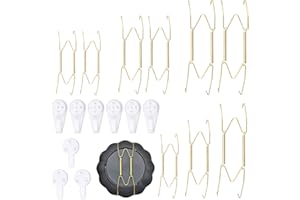 Mardatt 18Pcs Invisible Wall Plate Hangers, 6" 8" 10" Stainless Steel Plate Hangers and Wall Hooks Decorative Wire Plate Hang