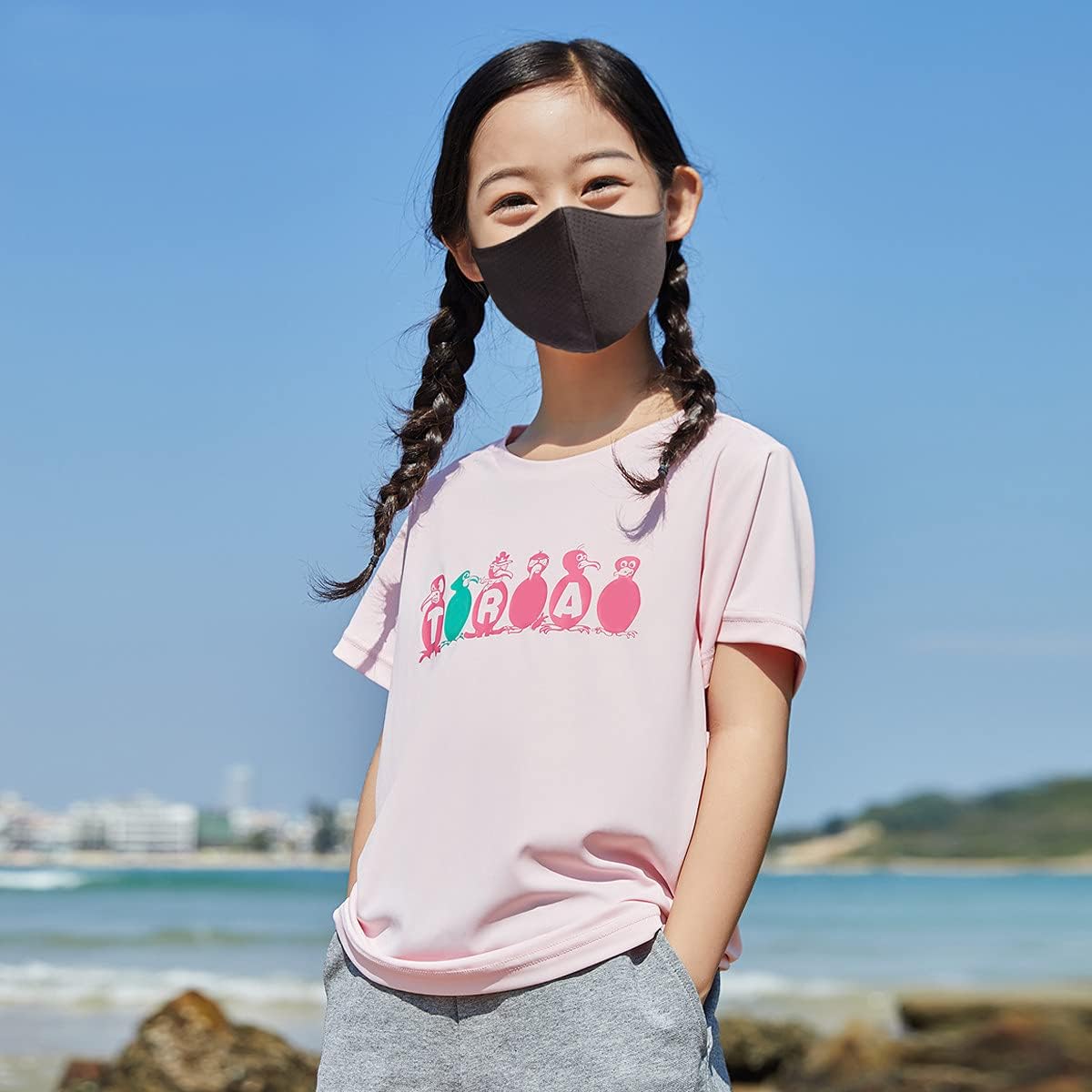 Kids Sports Mesh Masks Breathable Reusable Washable Adjustable Face Mask Outdoor School for Boys Girls Black: Clothing