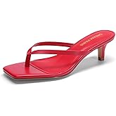 DREAM PAIRS Kitten Heels for Women Flip Flop Low Heels Square Open Toe Sandals Thong 1.96 Inch Heeled Sandals for Summer Vocation