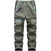 Arssm Kids Boy's Snow Pants Youth Fleece Lind Hiking Pants Softshell Winter Warm Insulated Trousers