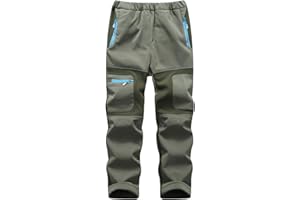 Arssm Kids Boy's Snow Pants Youth Fleece Lind Hiking Pants Softshell Winter Warm Insulated Trousers