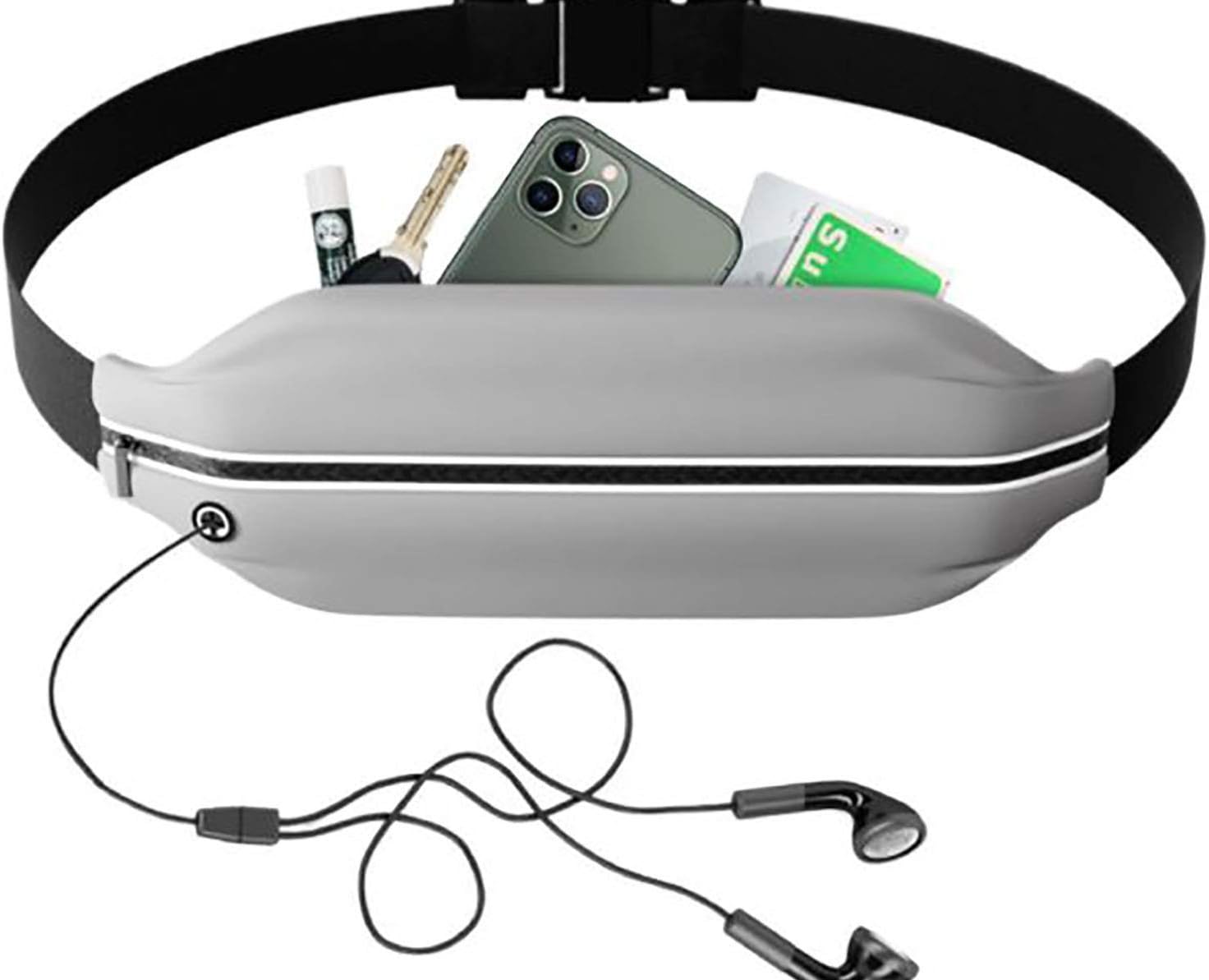 ランニング ポーチ 【駅伝優勝ランナーが認めた】 ウエスト バッグ 大容量 防水 軽量 スマホ ホルダー ボディバッグ フェス ユニセックス ジョギング ウォーキング 登山 釣り IkucheL (グレー 1つ口)