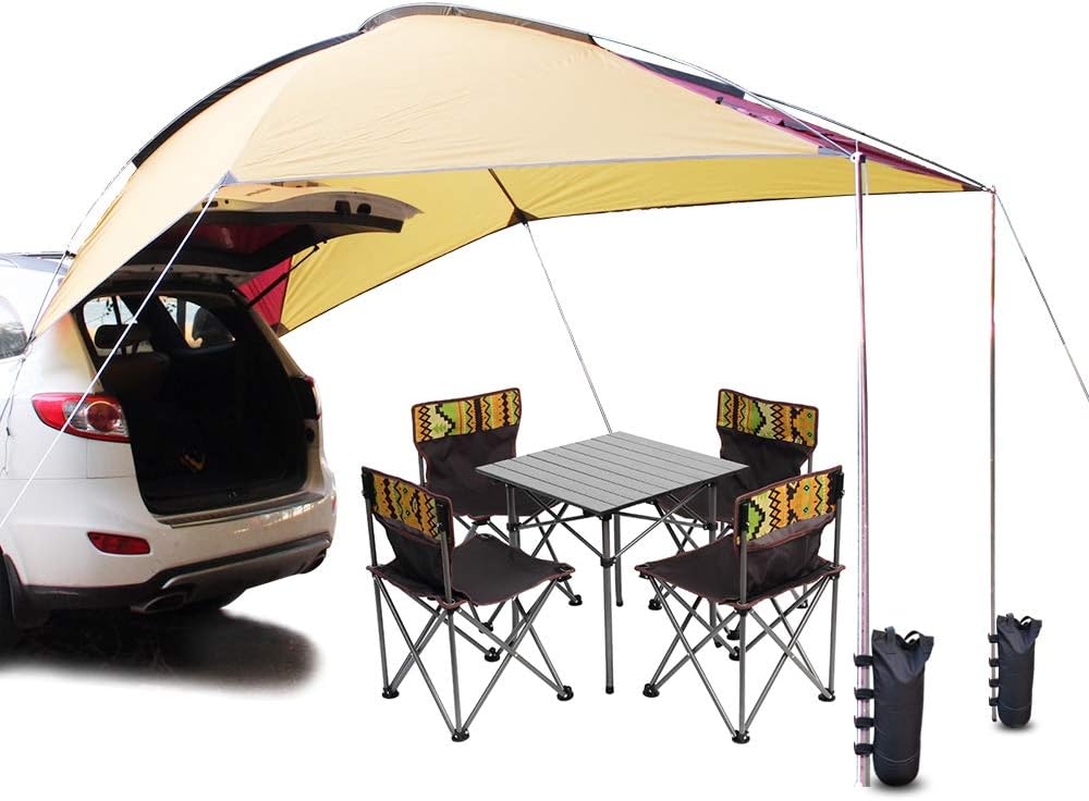 PlayDo Waterproof Teardrop Trailer Awning Portable Car SUV Awning Tent