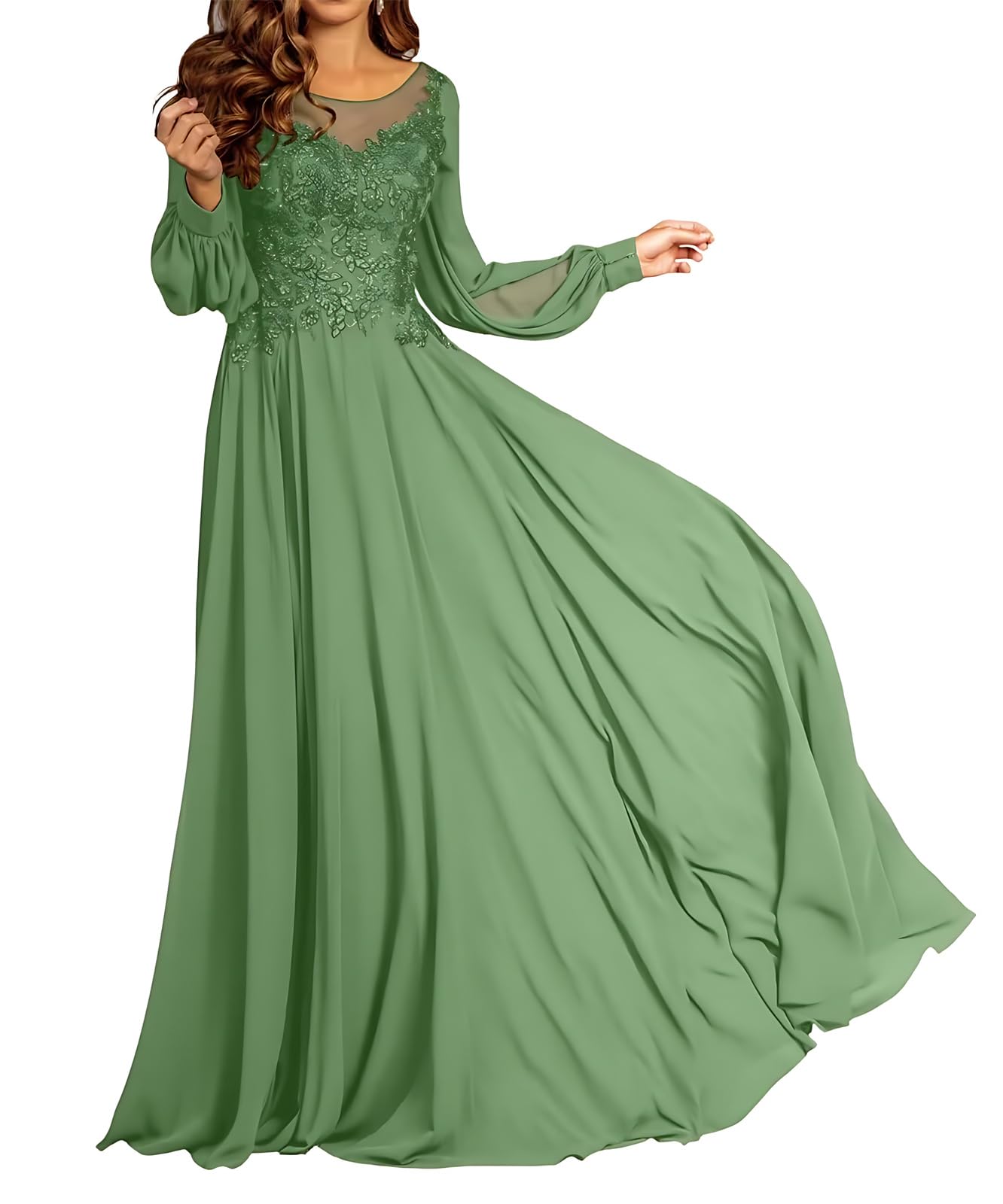 Photo 1 of Tixlear Womens Summer Beach Wedding Mother of The Bride Dress Long Sage Green Lace Applique Ruched Event Gala Banquet Vagas Date Night Dresses 2024,Sage Green,18 Plus