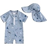 mlpeerw Baby Boy Girl Swimsuit One Piece Short Sleeve Rash Guard Zipper Swimwear Toddler Bathing Suit Infant Beach Outfits