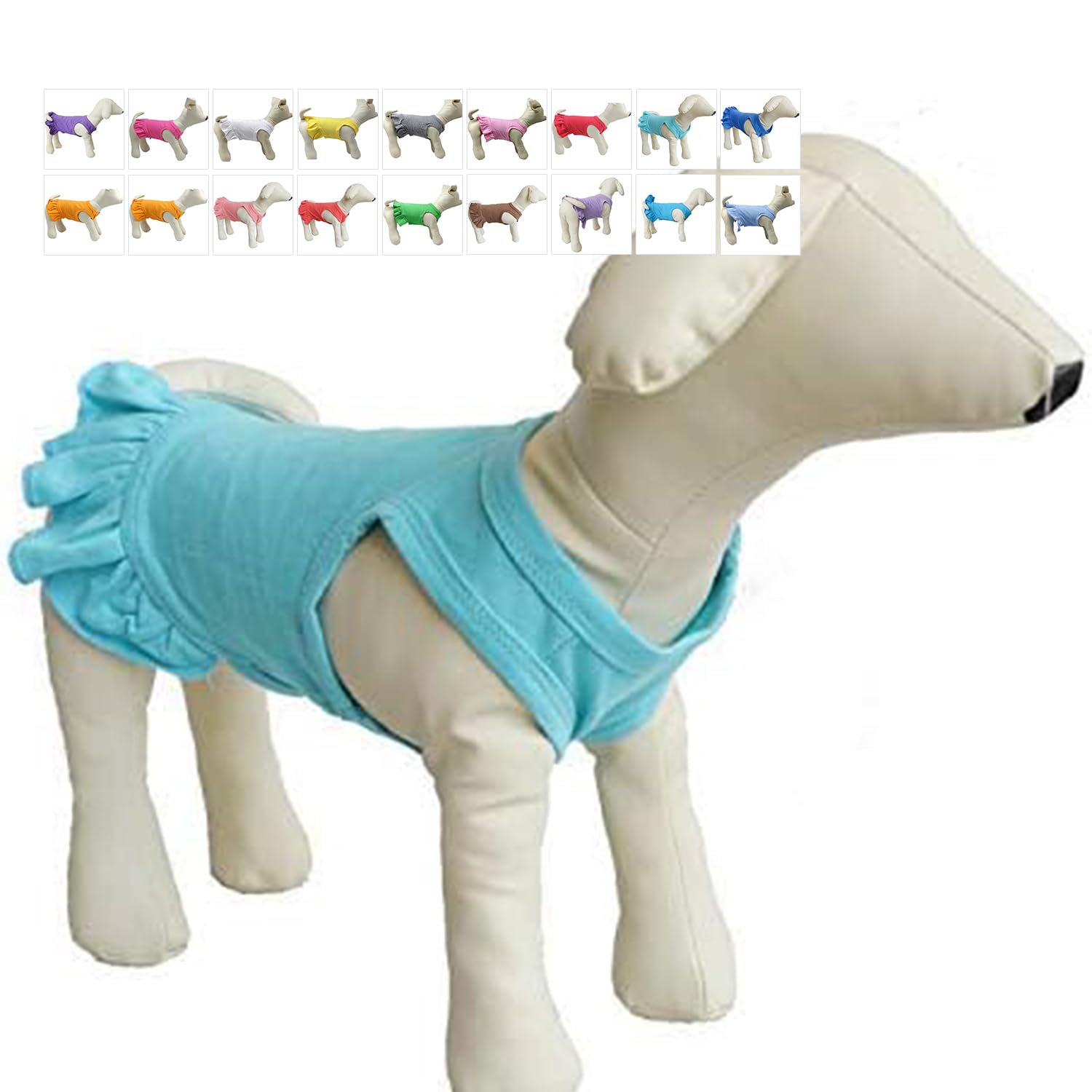 Longlove Pet Clothes Small Dog Clothing Blank Color Sport Dress T-Shirts Tee Dresses Tanks Top for Small Size Female Dogs Summer Spring Pet Costumes 100% Cotton (XS, Turquoise)
