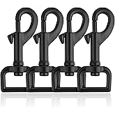 Swivel Eye Bolt Snap Hooks - Black Heavy Duty Dog Leash Clips & Clasp - 3/4" 4pcs