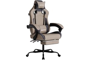 WOTSTA Gaming Chair with Massage,Ergonomic PC Gaming Chair with Footrest Comfortable Headrest and Lumbar Support, High Back, 300LBS (Grey)