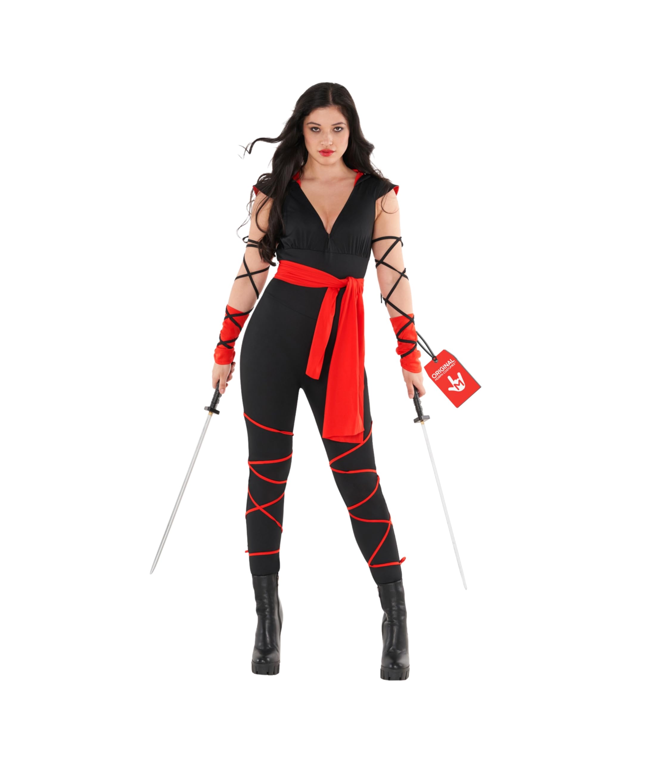 Morph Red Ninja Costume for Women - Ladies Samurai Halloween Outfit - Ladies Dragon Ninja Dress Up Costume, Large
