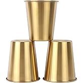 TOSAMZOO 3 Pack 10.5 Ounce 300ml Stainless Steel Cups Beer Cups Shatterproof Pint Drinking Cups Metal Drinking Glasses for Kids and Adults (Gold)
