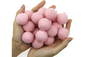 Zasy 30mm Needle Wool Felt Balls Foam Filled Wool Felt Pom Pom Home Decor DIY (Pink)
