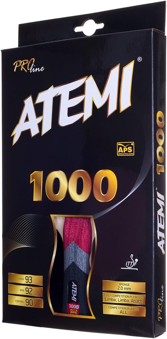 Atemi Pro Line 1000 Table Tennis Bat - Superior Control and Power - ITTF Approved Table Tennis Racket Made From Materials - Ideal Ping Pong Paddle for Beginner to Advanced Players