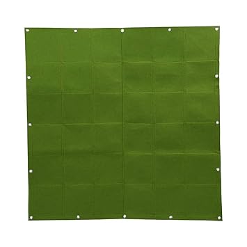 Wall Plant Bag, Grow Bag 36 Pockets Reusable Flower Hanging Felt for Balcony Garden(Green)