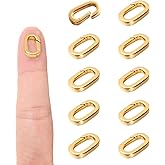 10 Pcs 18K Gold Oval Clasp Spring Claps Connector Necklace Connector Spring Clasps Keychain Carabiner Lock Clasps for DIY Jewelry Necklace Bracelet Making Key Rings (S(0.55x0.32x0.08in), Gold)