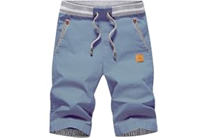 STICKON Mens Casual Shorts Slim Fit Drawstring Summer Beach Shorts with Elastic Waist and Pockets