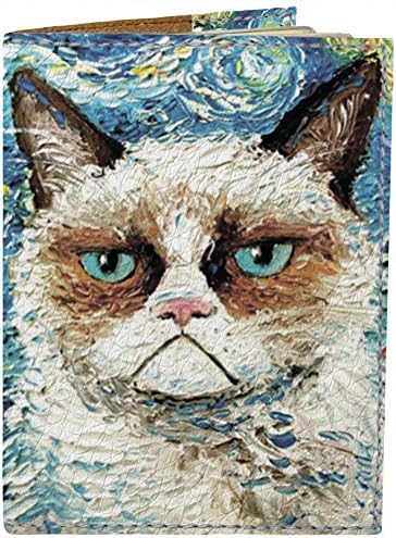 Cool Passport Covers - Cute Holder for Man Woman Kids - Vegan Leather Case FASTONI (Leonardo Cat)