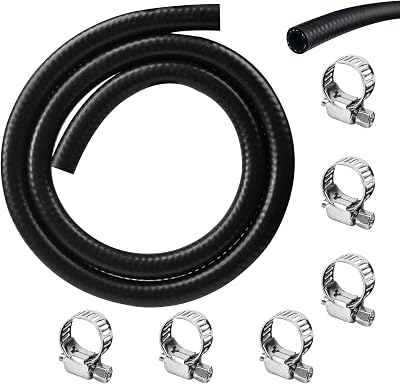 Sgehai 10mm Fuel Hose Set 1m with 6 Stainless Clamps for Trucks Cars Tractors