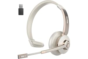 Vonztek Wireless Headset, Trucker Bluetooth Headset with Microphone Noise Canceling & Mute, Bluetooth Headphones with USB Dongle for Cell Phone Computer Call Work Home Office Meetings Teams Skype