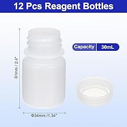 PATIKIL 12Pcs 30ml Reagent Bottles, PP Wide Mouth