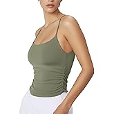 CHANGEZOE Womens Longline Sports Bra Spaghetti Straps Scoop Neck Workout Crop Tank Top Cami with Built in Bra