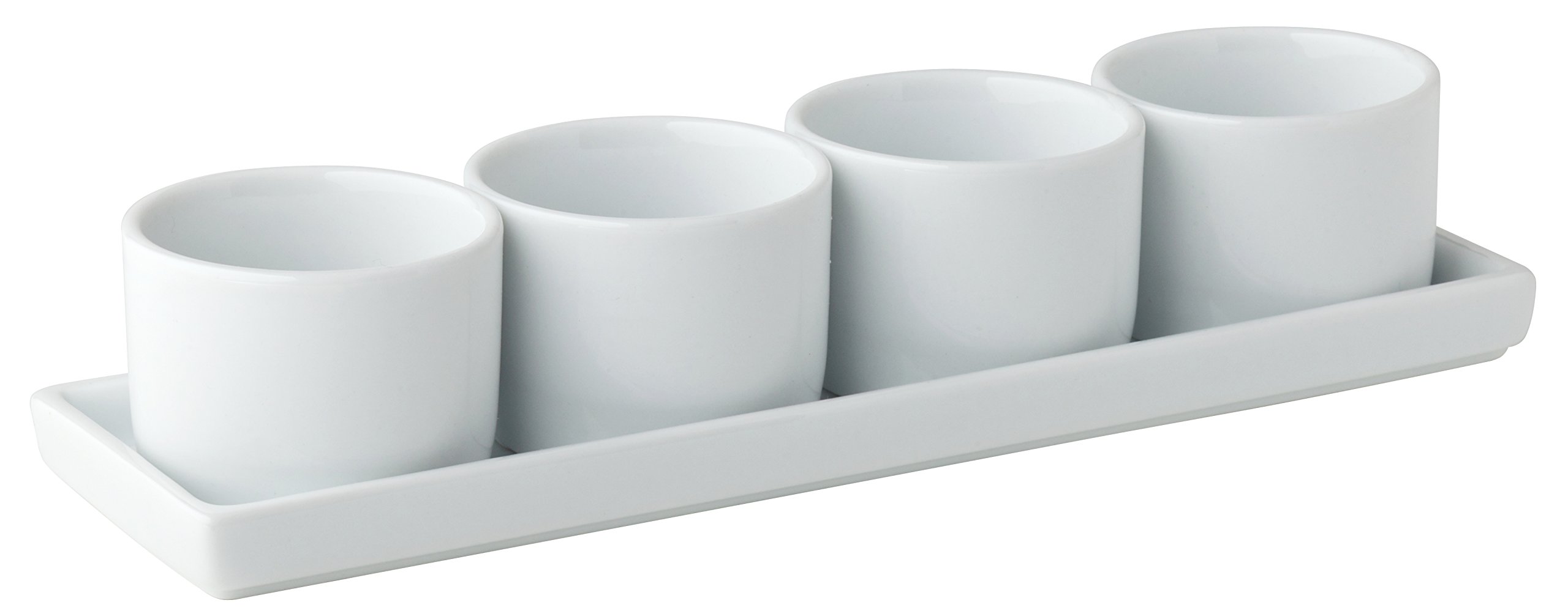 Utopia Titan, K90050-000000-B01006, Gourmet 4 Round Bowls & Tray 9 x 2.75" (24.5 x7cm) 2oz (6cl) (Box of 6)