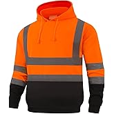 HYCOPROT High Visibility Sweatshirt ANSI Class 3 Reflective Safety Hoodie Hi Vis Hooded Pullover with Black Bottom…