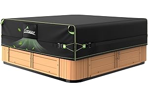 Uirway 600D Square Hot Tub Cover 85”L x 85”W x 20”H [2025 Upgraded Heavy Duty Fabric] Outdoor Waterproof SPA Covers for Hot Tub, New Super Windproof Straps, Hot Tub Winter Cover Protector with Anti-UV