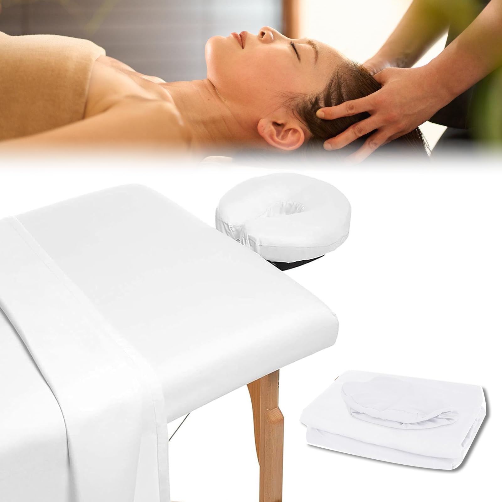 Beauty Bed Cover,3 PCS Microfiber Massage Bed Cover with Face Hole,Elasticated Massage Couch Cover Include Bedsheet,Bedcover,Pillowcase,Massage Table Cover for Beauty Salon Spa 0.9m/2.9ft Beds