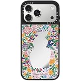 CASETiFY Mirror iPhone 17 Pro Max Case [Reflective/Compatible with Magsafe / 4.9 ft. 1X Military Grade Drop Protection] - Floral Reflection Phone Case - Silver On Black