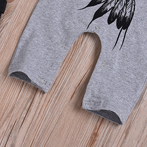 Camidy Toddler Baby Boy Short Sleeve Indian Headdress Printed Romper Bodysuit Jumpsuit (3M)