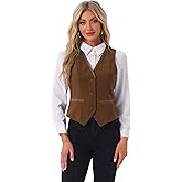 Allegra K Waistcoat for Women's Steampunk Velvet Vintage 2025 Sleeveless Blazer Dressy Suit Vests