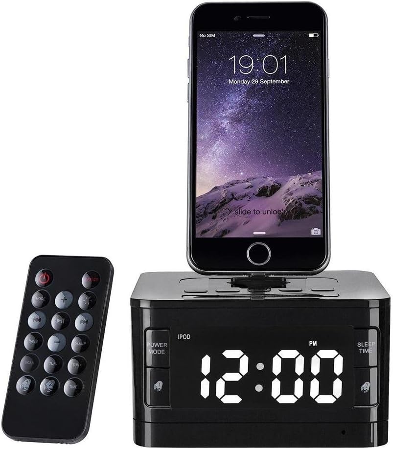 OOLIFENG Alarm Clock Radio, Wireless Bluetooth Speaker, Digital Alarm Clock USB Charger for Bedroom AUX-in and Cell Phone Stand/Snooze, Black