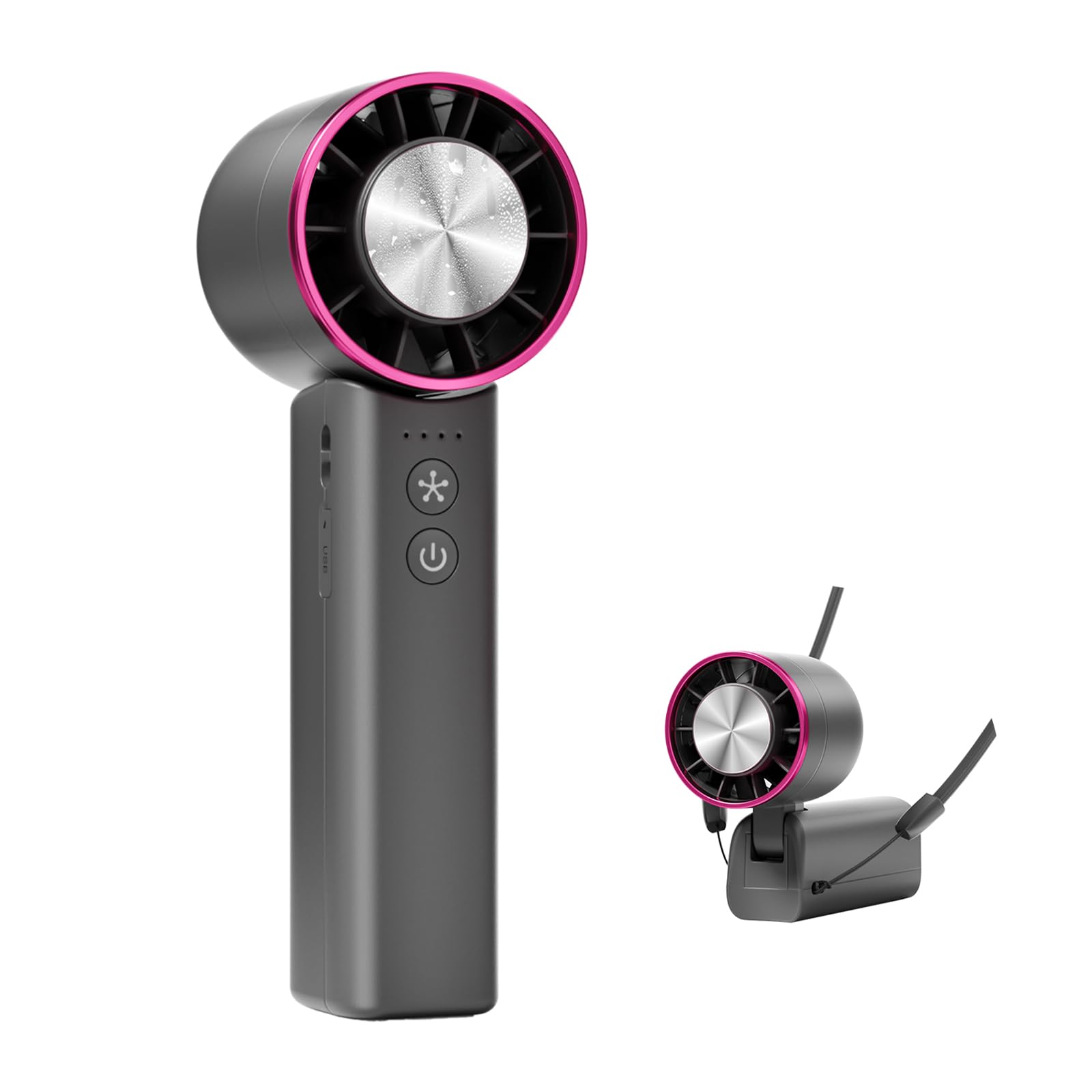 Photo 1 of Sowmow Handheld Mini Fan with Ice Cooling, 4 Speeds Adjustable Personal Fan, 4800mAh USB-C Rechargeable Battery Operated, Ultra-Quiet Portable Pocket fan for Travel, Home, Office, Outdoor Black