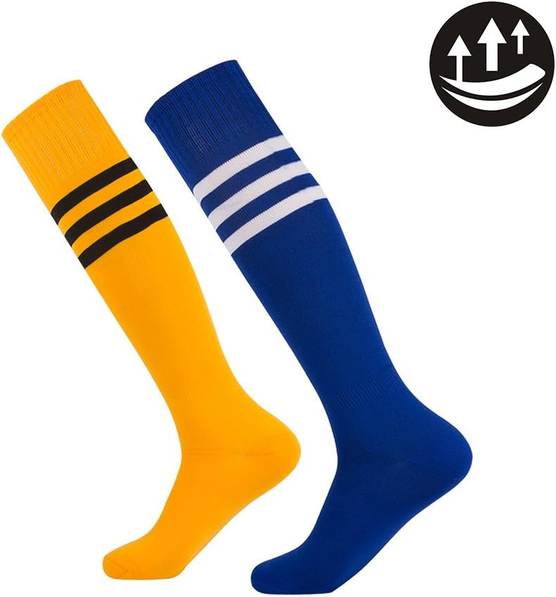 Football Sports Socks Unisex Knee High Triple&Classic Plain Athletic 2-12 Pairs
