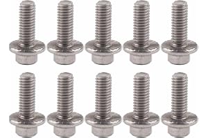 10pcs M6 304 Stainless Steel Hex Flange Screws Bolts Fasteners(M6*16)