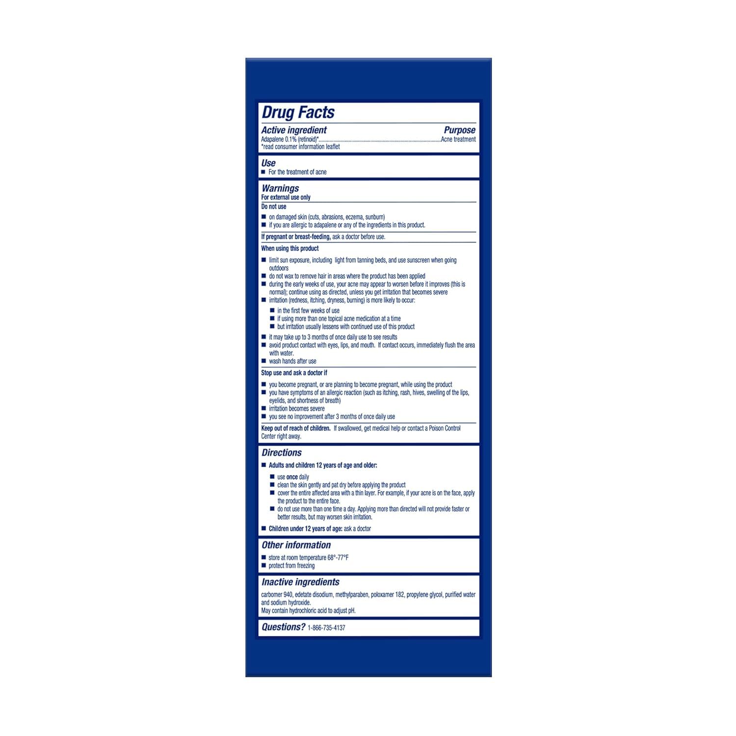 Differin Acne Treatment Gel, 90 Day Supply, Retinoid Treatment for Face with 0.1% Adapalene, Gentle Skin Care for Acne Prone Sensitive Skin, 45g Pump (Packaging May Vary)