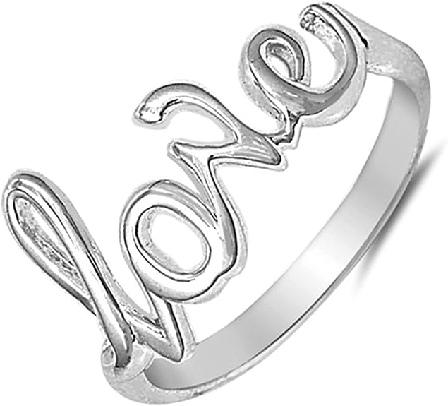 Love Script Letter Ring Promise Couples Gift for Her Girlfriend Womens
