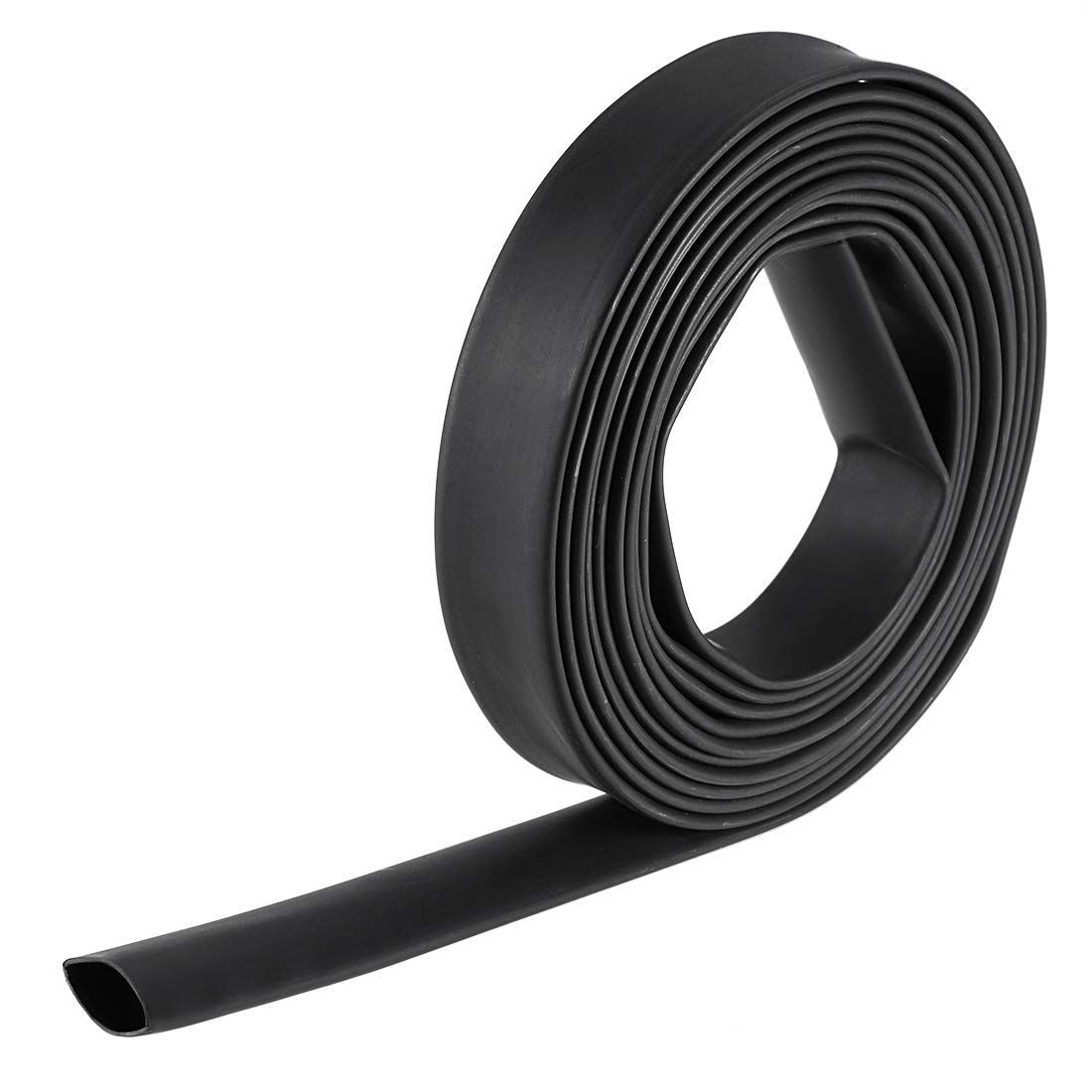 sourcing map Heat Shrink Tubing, 1/2"(12.7mm) Dia 22mm Flat Width 3:1 rate Shrinkable Tube Cable Sleeve 10ft - Black