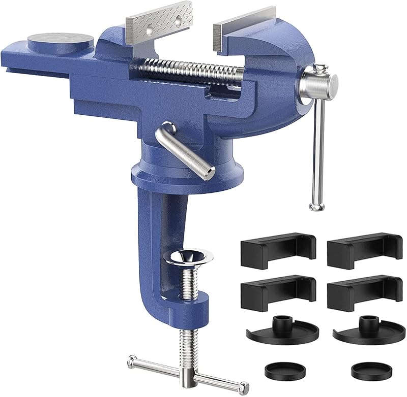 Housolution Universal Table Vise 3 Inch 360° Swivel Base Bench Clamp Black