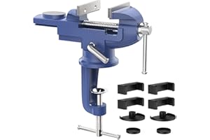 Housolution Universal Table Vise 3 Inch, 360°Swivel Base Bench Clamp Home Vise Clamp-On Vise Repair Tool Portable Work Bench 