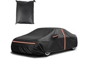 Waterproof All-Weather Universal Car Cover with Right Side Zipper & Rear View Mirror Pocket 190T-PU for Sedan 187" to 192" Le