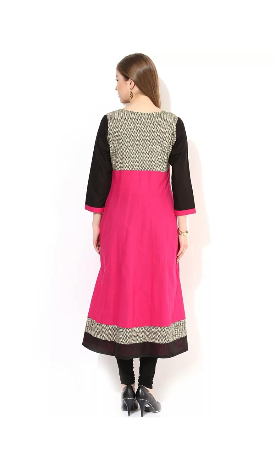 anjushree choice women's pink stitched cotton anarkali kurti