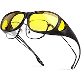 Bloomoak Fit Over Night Driving Glasses - Wear Over Prescription Glasses- for Men Women/Polarized/Anti Glare…