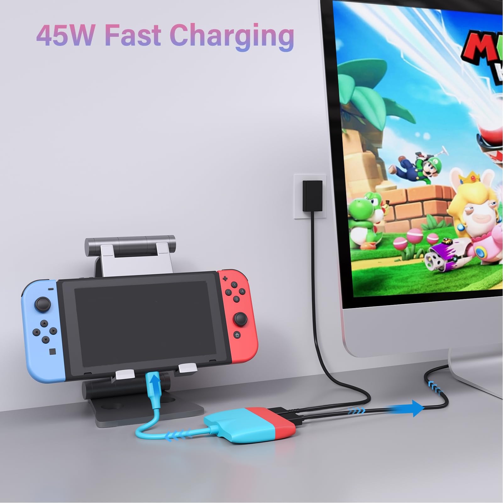 Battony USB C to HDTV Adapter for Nintendo Switch/Switch OLED/MacBook Pro Air/iPad Pro/Android Phone, USB3.0 5GBps Date Transfer, USBC to 4K HDTV Output Multiport AV Converter Adaptor for Switch